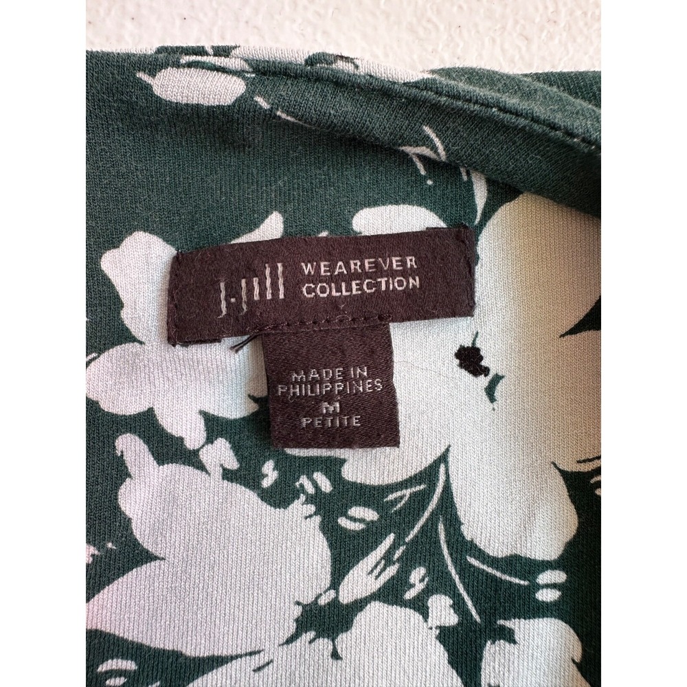J Jill Wearever Dress MP Green Floral T-Shirt Knee Length Stretch Cottagecore - Picture 8 of 13